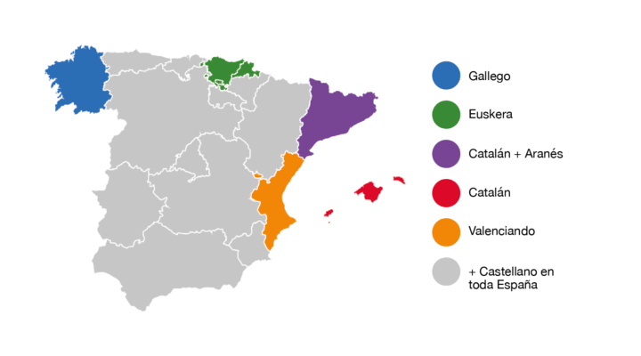 Mapa de España con lenguas por región